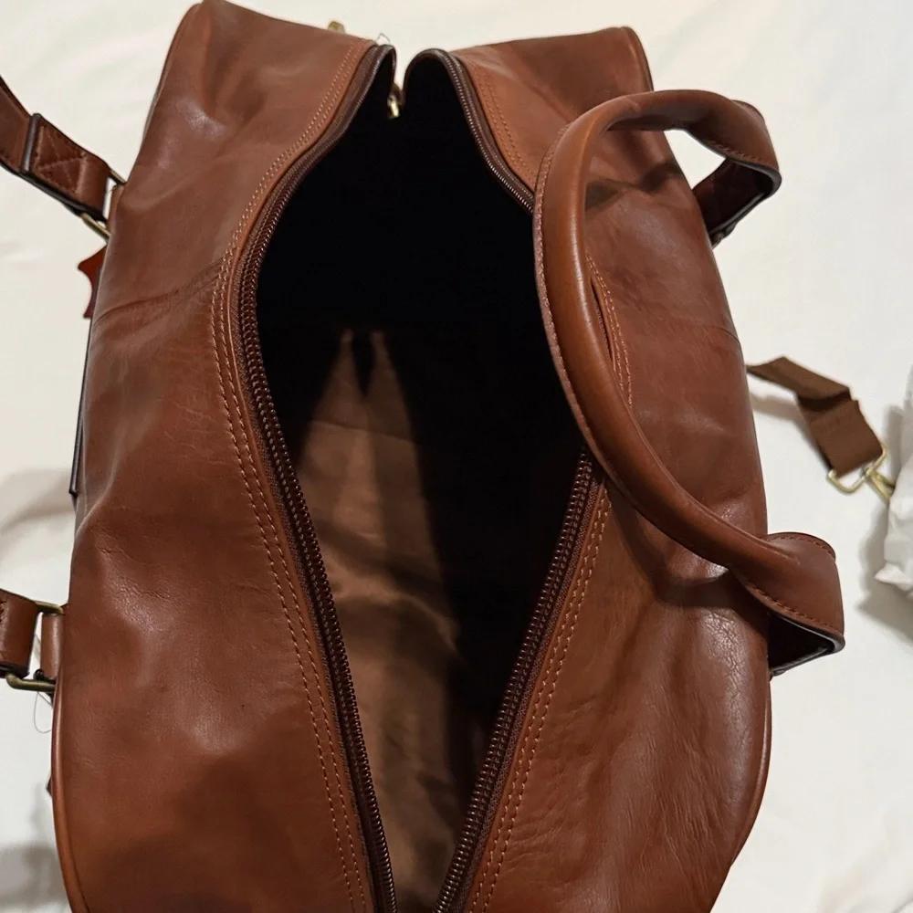 NFL Dallas Cowboys Brown Genuine Leather Duffel Bag NWT